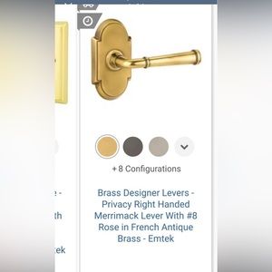 French Antique Metal Brass Design Door Levers